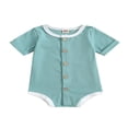 thumbnail image 1 of Bébé Filles Garçons Casual Romper Manches Courtes Boutons Combinaisons Tops, 1 of 8