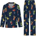 thumbnail image 4 of Top-kevin Women's Pajama Sets Cocktail Glasses Lemon Gold Long Sleeve Lounge Sets Pjs Sleepwear with Pockets, 4 of 12