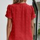 thumbnail image 5 of Blusa jacquard con mangas de pétalos Manga corta Cuello redondo Blusa con mangas de pétalos de color liso Top, 5 of 8