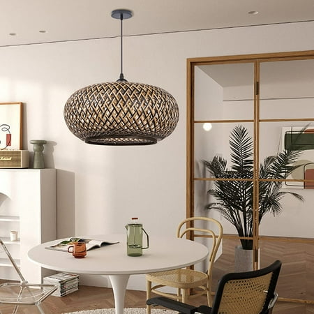 

BBNBDMZ Woven Pendant Lights Modern Hanging Lamp with Bamboo Lampshade Farmhouse Coastal Pendant Light Fixtures for Dining Room Foyer Hallway