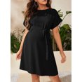 thumbnail image 2 of xiaxaixu Robe de Grossesse pour Femmes Robes d'Été Décontractées Manches Courtes Col Rond Robe de Baby Shower avec Ceinture, 2 of 7
