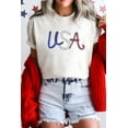 thumbnail image 5 of Women's White Sequin USA Graphic Crew Neck Tee - Patriotic Summer Top | [ZhiHiMeRi] | (US 20-22)2XL, 5 of 7
