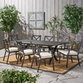 thumbnail image 2 of Cascada Outdoor 9 Piece Cast Aluminum Dining set with Expandable Dining Table and Water Resistant Cushions, Black, Ivory, 2 of 13