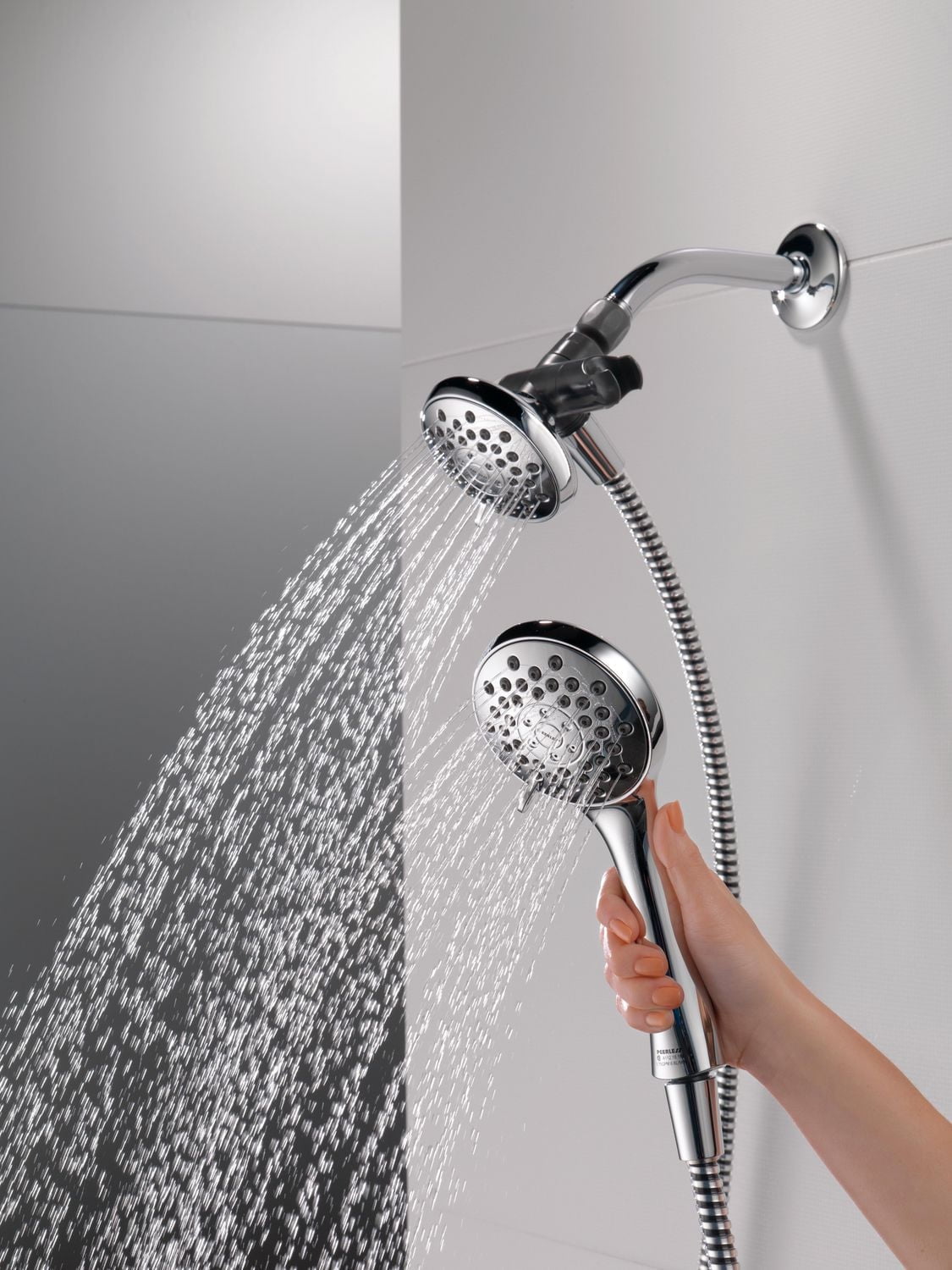 Peerless 3-Setting Shower Combo Pack in Chrome, Touch-Clean® spray