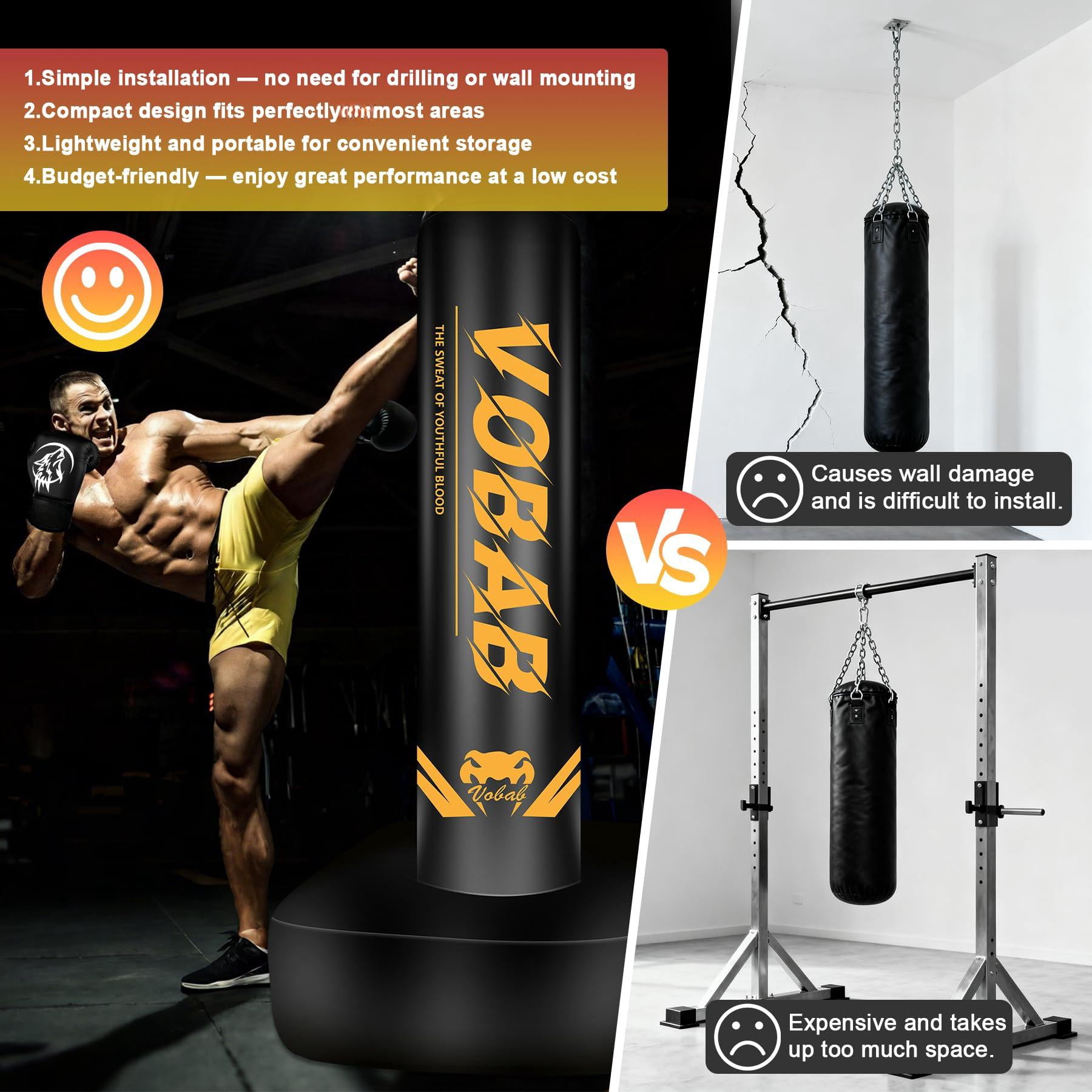 Freestanding Punching Bag With Gloves  70'' Superior Boxing Stand For Adults & Teens No Drill Kickboxing Bags Men Women Beginners Mma Muay Thai Karate Home Fitness