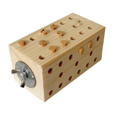 Wooden Pecking Toy Wood Birdcage Stand for Budgie Cockatiels Conures African S