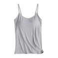 thumbnail image 2 of Womens Tops With Chest Pads One Camisole Thin Straps Underwear Sports Bottoming Shirt Tank Top for Women Plus Size Tops for Women Gray Modal 6XL, 2 of 4