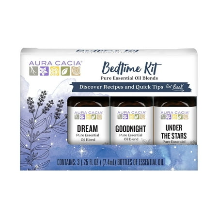 Aura Cacia Pure Essential Oil Blends, Bedtime Kit, 0.25 fl oz (3 Piece)