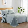 thumbnail image 2 of Peace Nest Premium Damask Pattern Reversible Coverlet Set 100% Soft Microfiber Fabric, Light Grey, King Size, 2 of 5