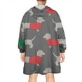 thumbnail image 2 of Dachshund Footprint Wearable Oversized Blanket,Wearable Blanket Hoodie for Adults,Cozy Hooded Blankets with Super Pockets,Super Warm Fuzzy Pullover for Women & Men, 2 of 6
