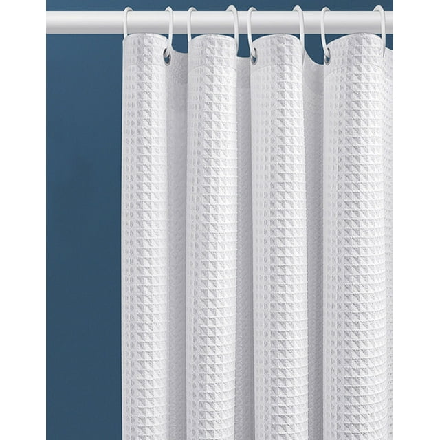 Cortina de ducha tipo gofre de 100 x 180 cm (blanca) con anillos de metal Cortina de ducha para baño Tela a prueba de moho Cortina de baño resistente para bañera y ducha, dobladillo ponderado Sincero Electrónica