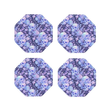 

Leather Coasters with Heat-resistant for Drinks flower crystal Skull -标题2 Octagon