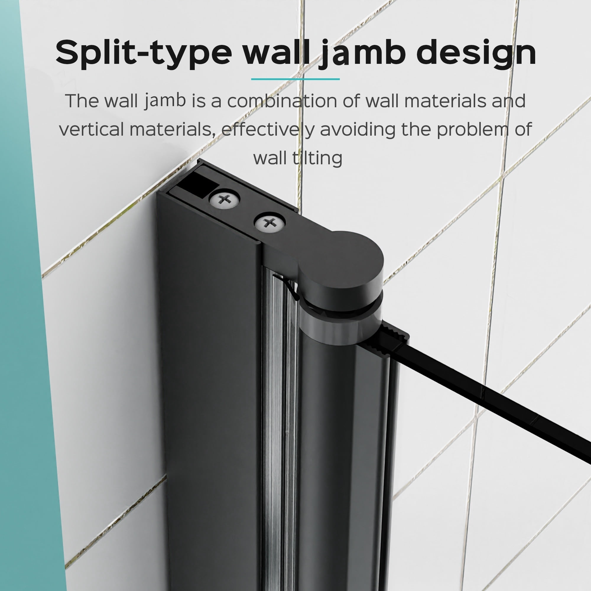 MAYEERTY 34*58" Frameless Folding Pivot Bathtub Door, Tempered Glass, Matte Black, Reversible Installation