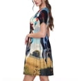 thumbnail image 2 of Lsque Colorful Cow Pasture Print Women's Casual Dress T-Shirt Summer Short Sleeve Scoop Neck Swing Dresses, 2 of 6