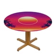 thumbnail image 3 of PIKWEEK Tablecloth on Big Island Anaehoomalu Bay Ocean Romantic Resort Decorative Square Accent Mauve Black Round Table Cover White, 3 of 8