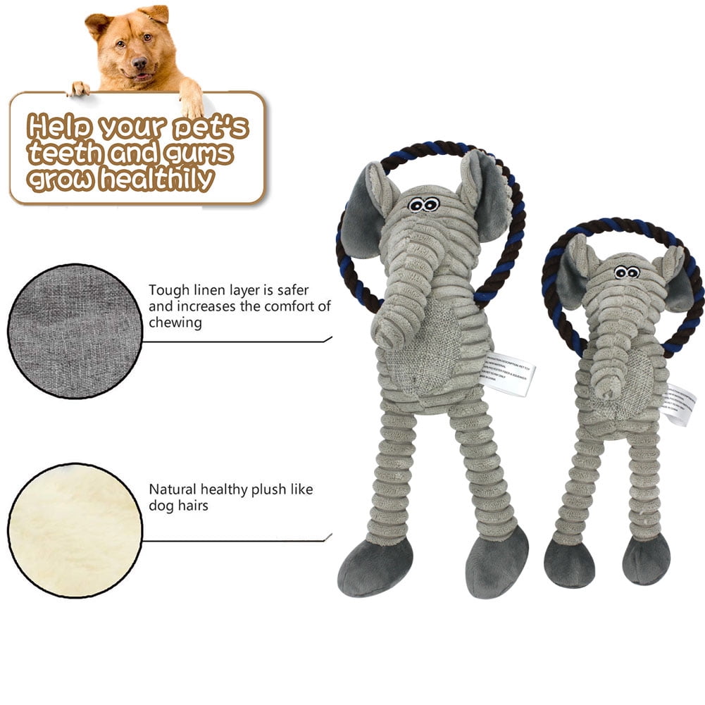 Kepooman Dog Chew Toy for Teething Chewing and Playtime, No Stuffing Plush Animal Dog Squeaky Toy, Single, Elephant Kepooman Dog Chew Toy for Teething Chewing and Playtime, No Stuffing Plush Animal Dog Squeaky Toy, Single, Elephant