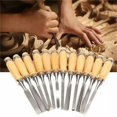 thumbnail image 5 of 12PCS Wood Chisel Tool Set Sturdy Chisel Round Nose Chisel Inclined Wood Turning Chisel 3 Straight Chisel V-type Straight Cutting Tool Bending Chisel Wood Chisel, 5 of 5
