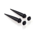 thumbnail image 2 of Trayknick 2Pcs Unisex Punk Ear Fake Cheater Stretcher Rivet Taper Plug Tunnel Gauges Black 6MM*44MM, 2 of 10