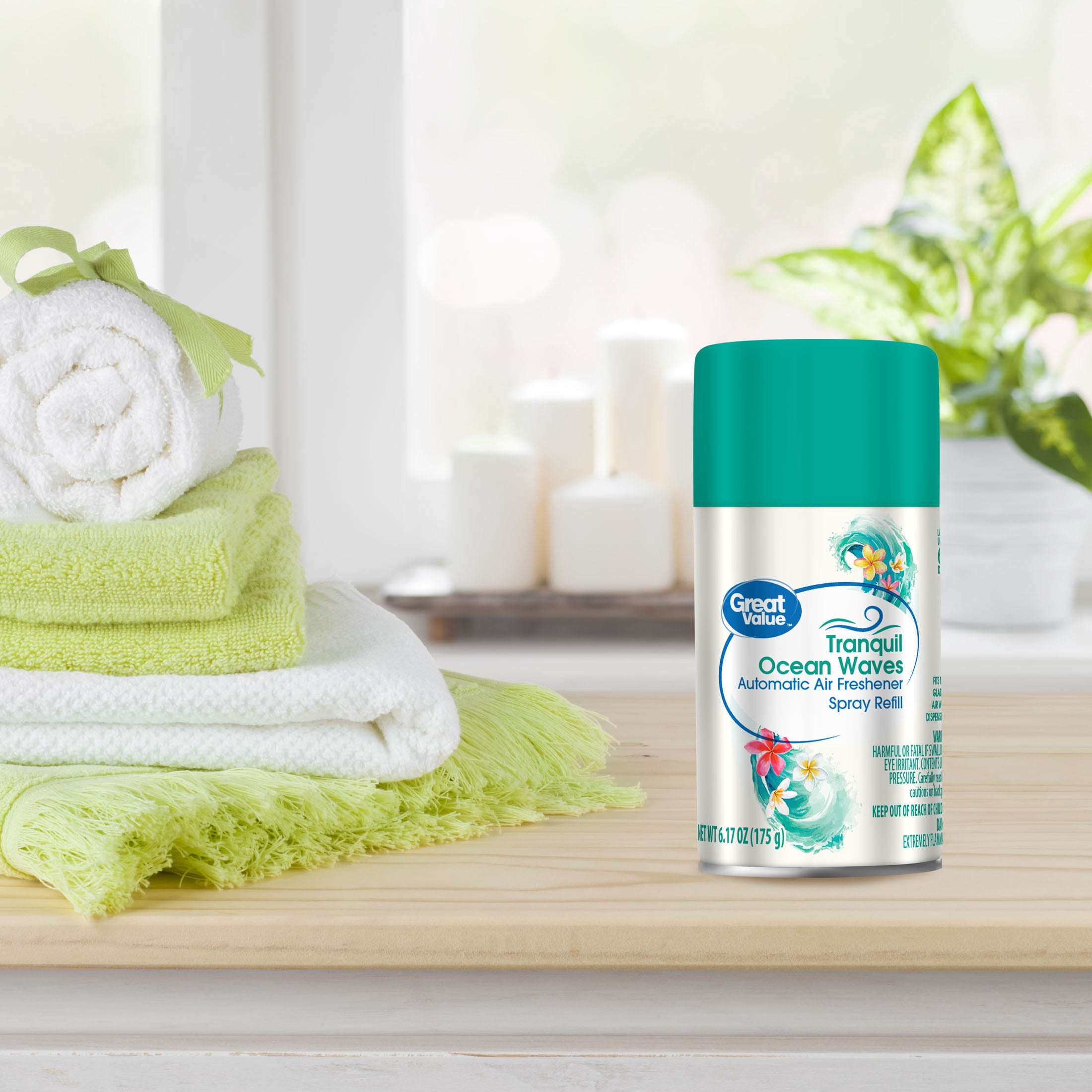 Great Value Automatic Air Freshener Spray Refill, Tranquil Ocean Waves, 2 Pieces