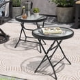thumbnail image 2 of Crestlive Products Foldable Patio Side Table with Tempered Glass Top 18" Small Glass Patio End Tables (Black，2PCS), 2 of 8