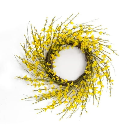 Light Yellow Forsythia Wreath - Melrose International 20 in. Forsythia Floral Wreath