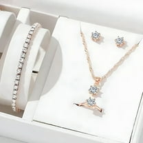 DESIGNICE 5Pcs Elegant Crystal Jewelry Sets For Women Necklace Earrings Ring Bracelet