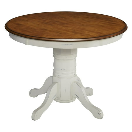 Road Pedestal Table - The French Countryside Oak and Rubbed White Pedestal Table