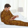 thumbnail image 6 of Uemuo Golden Glitter Pattern 2-Piece Loungewear Set - Men’s Soft Sleepwear, Cozy Winter PJs, Comfy Sleep Set-XX-Large, 6 of 7