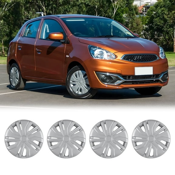 4 Pack 14 inch Steel Wheel Hubcaps for 2014-2025 Mitsubishi Mirage,Compatible With Steel Wheels,Snap-on Installation,Lacquer