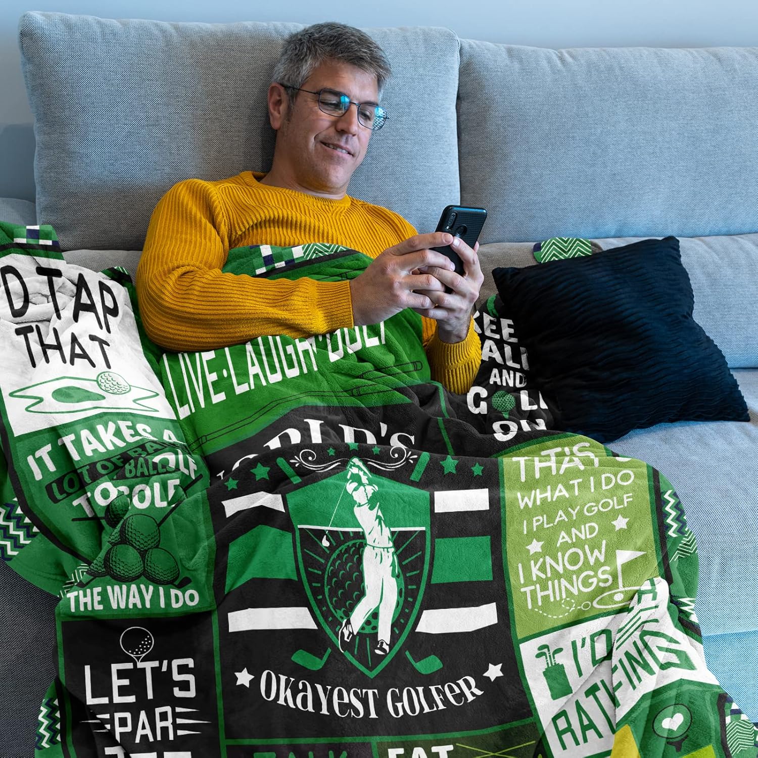Golf Gifts for Men Unique - Funny Golf Gifts - Valentine Golfing Gifts for Men Women - Best Golf Gift - Top Golf Gift for Him- Golf Stuff- Mens Golf Gifts Ideas - Golf Themed Gifts Blanket