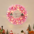 thumbnail image 7 of Pink Snow Flower Feather Garland Artificial Greenery Pine Wreath Real Touch Natural Cedar Garland with Pink Bow Ball Front Door Wall Window Decoration Christmas Decor 15.7 inch, 7 of 7