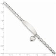 thumbnail image 5 of Diamond2Deal 925 Sterling Silver Polished Curb Chain Link ID Heart Dangle Bracelet for Women 7.5", 5 of 6
