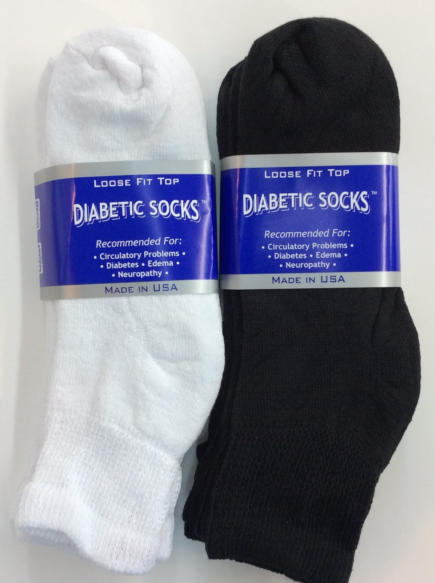 Creswell 18 Pairs of Mens Black and White Diabetic Ankle Socks 10-13 Size