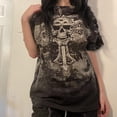 thumbnail image 4 of Camiseta de manga corta para mujer Y2k E Girls, estilo vintage con estampado gráfico de calavera, top de hada grunge, ropa gótica, 4 of 5