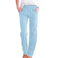 thumbnail image 2 of WULMLEO Linen Pants Women Spring Summer Dressy Casual High Waisted Drawstring Pant Cotton Straight Leg Lounge Trousers Sky Blue S, 2 of 6