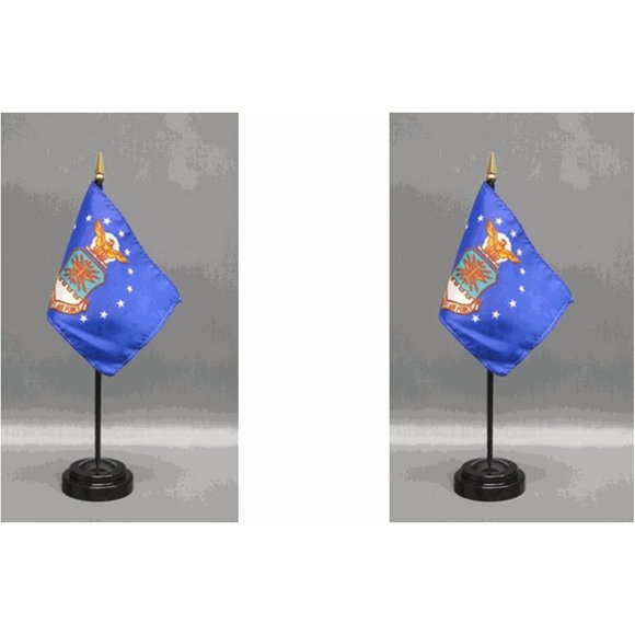 Made in the USA. 2 United States Air Force 4"x6" Miniature Desk & Table Flags Includes 2 Flag Stands & 2 USAF Small Mini Stick Flags