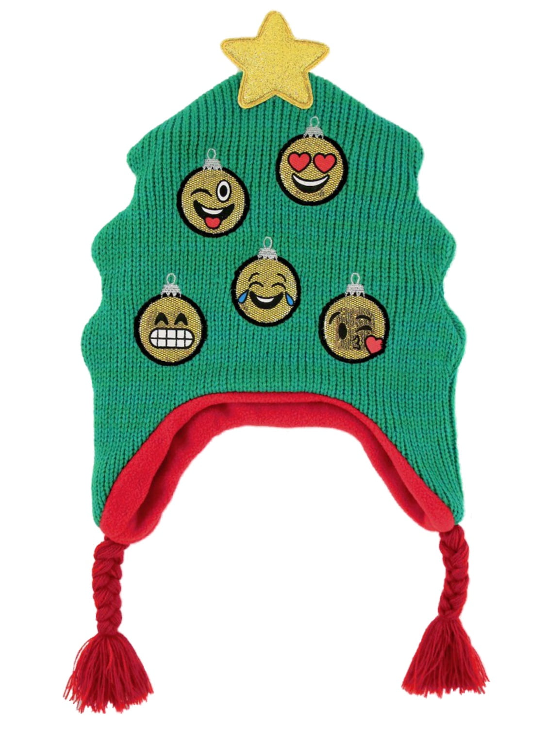 Girls Green Glitter Emoji Christmas 