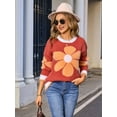 thumbnail image 5 of Women'S Knit Sweater Crew Neck Pumpkin Print Pullover Long Sleeve Casual Loose Jumper Crop Tops 2025, 5 of 9