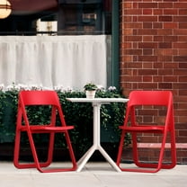 Luxury Commercial Living 3 Piece Red and White Outdoor Patio Folding Bistro Set 32.25"