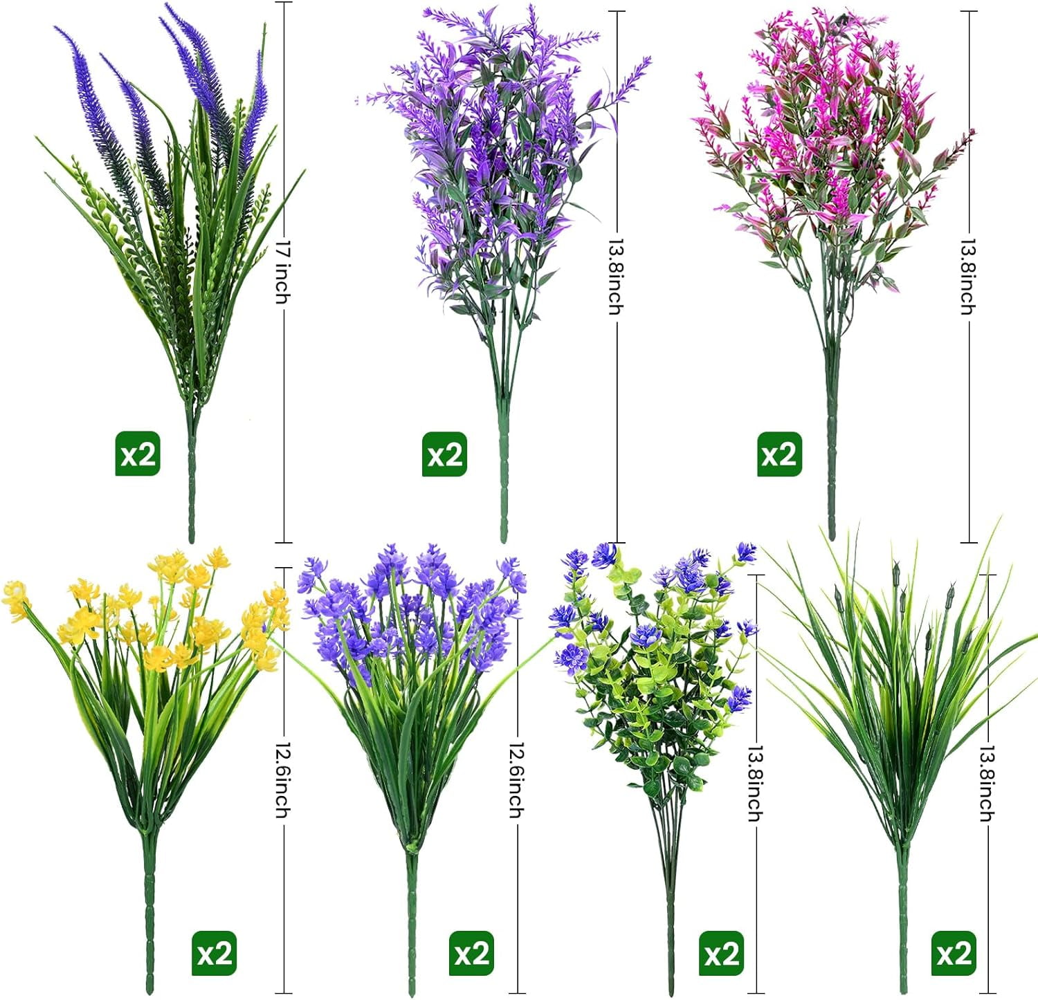 Artificial Plants Outdoor, 20PCS Artificial Flowers, UV Resistant Fake Flowers, Faux Flowers for Outdoor Planters for Front Porch Pot Decor