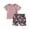 Pink Purple, variant on Musuos Toddler Girls Summer 2-Piece Outfit 6 12 18 24M 3 4T Solid Color Short Sleeve Crew Neck T-Shirt and Elastic Floral Shorts Set
