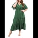 thumbnail image 3 of Vestido Informal de Lunares para Mujer, Talla Grande, de Verano, Corta, Cuello en V, Holgado, Escalonado Verde XL, 3 of 10