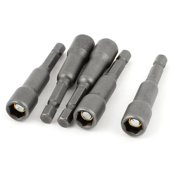 Unique Bargains 5 Pcs 8mm Hex Nut Driver Set Socket Head Tip