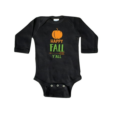 

Inktastic Happy Fall Y all Pumpkin Arrow - Orange Green Gift Baby Boy or Baby Girl Long Sleeve Bodysuit