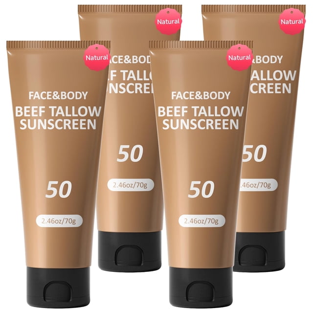 Protector solar HZENPPOR de sebo de ternera SPF 50, 73 ml, para rostro y cuerpo, paquete de 4