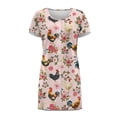 thumbnail image 4 of FKELYI Retro Floral Rooster Chicken Print Nightgown for Women Mom Short Sleeve Pajama Dress Skin-Friendly Sleepwear Dress Button Down Sleep Shirts Breathable Boyfriend Nightdress, XS, 4 of 6