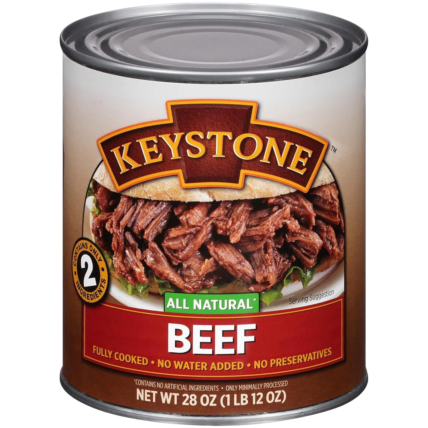 (6 Pack) Keystone All Natural Canned Beef, 28 oz – Fully Cooked, Ready to Eat Canned Meat for Emergency Food Storage, Long Shelf Life, Camping & Survival