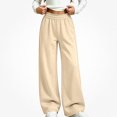 thumbnail image 2 of ITSAME Girls Wide Leg Sweatpants Ruffle Elastic Waist Loose Fit with Pockets Fall Winter Warm Casual Pants Size 7, 2 of 6
