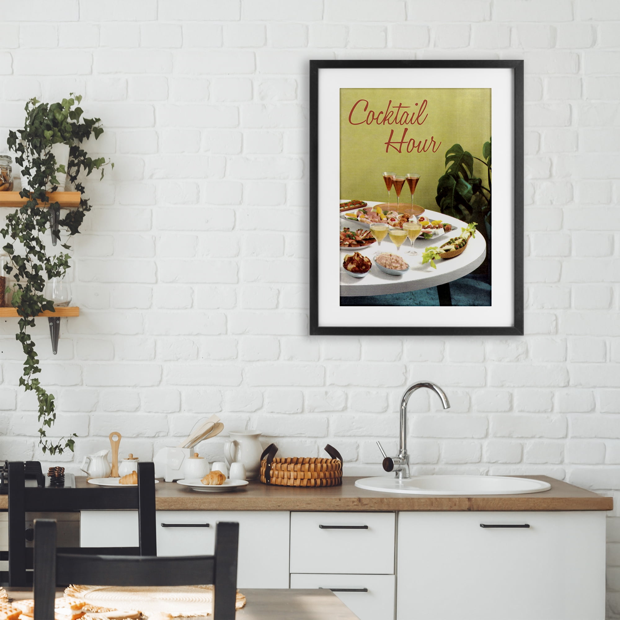 Stupell Industries Cocktail Hour Table Spread Black Framed Print Under Glass, design by Tim Wright