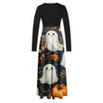 thumbnail image 4 of Halloween Maxi Dress for Women, Ghost Pumpkin Print Long Sleeve A-line Dress, Spooky Fall Party Costume Dress, 4 of 4